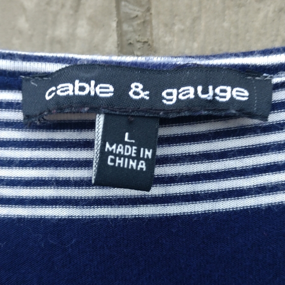 Cable & Gauge short sleeve blue/white stripe shirt - Picture 4 of 5